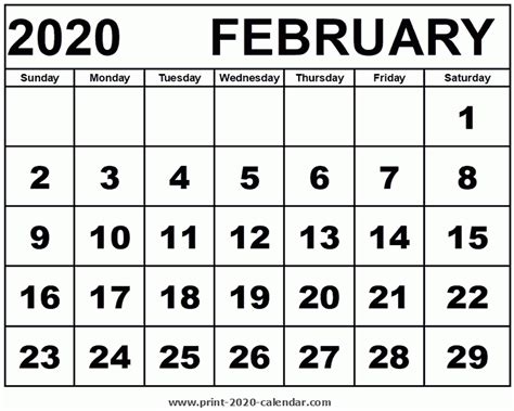 Calendar Feb 9 2020 Calendar Printables Free Templates