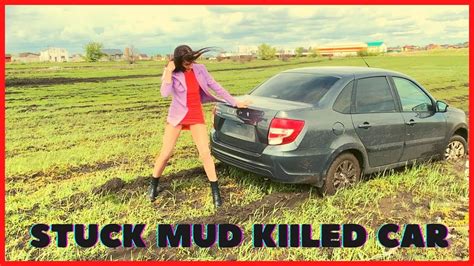 Natasha Stuck The Mud Kiiled Car Pedal Pumping Revving Stuck Russian