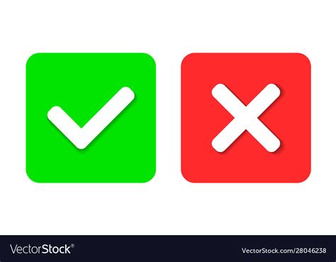 Yes Or No Icons Green Check Mark And Red Cross Vector Image