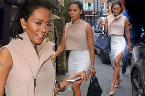 Mel B Looks Futuristic In Thigh Split Skirt And Bizarre Top Closely Matching Outfit From Night