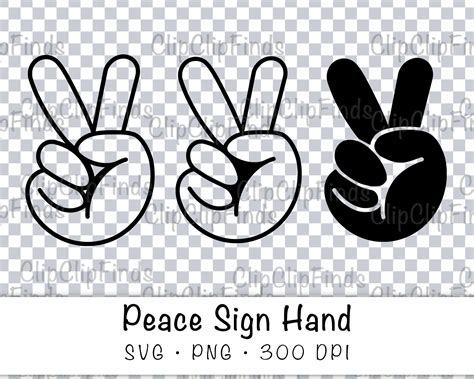 Peace Sign Hand Svg Vector Cut File And Png Transparent Etsy