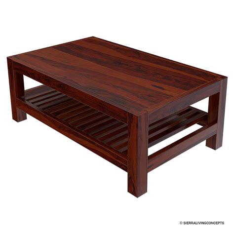 Portland Contemporary Rustic Solid Wood 2 Tier Coffee Table