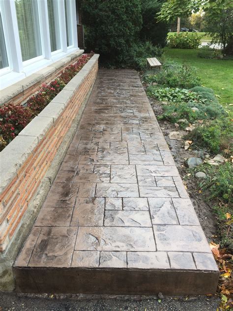 Small Ashlar Slate Stamped Concrete Walkway In London Ontario Stamped