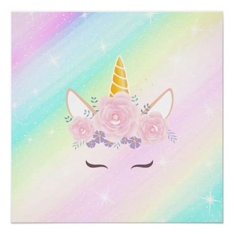 Pastel Rainbow And Magical Unicorn Poster Unicorn Poster