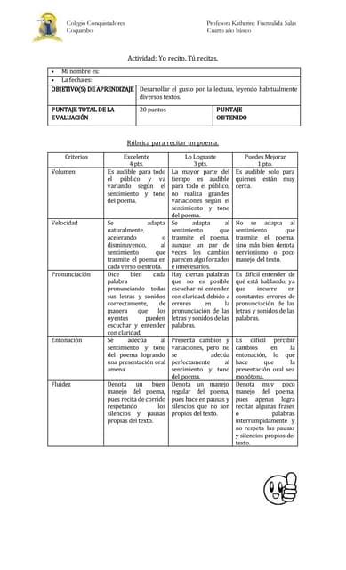 Rubrica Recitar Pdf