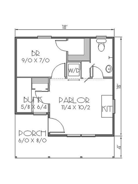 Cottage Style House Plan 2 Beds 1 Baths 300 Sqft Plan 423 45