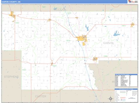 Garvin County Oklahoma Zip Code Wall Map