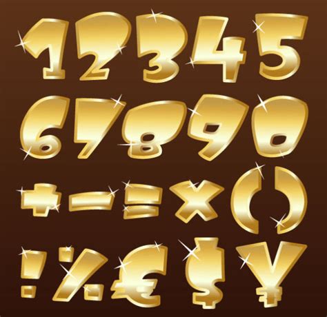 Shiny Gold Alphabet And Numeral Punctuation Vector 01 Vector Font