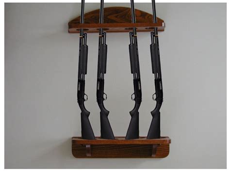 Gun Rack 4 Gun Vertical Wall Display Solid Oak