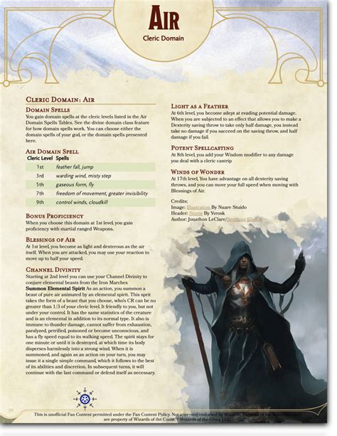 Elemental Clerics Air Earth Fire Water 5e Sublclasses 1st Version