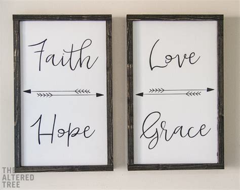 Faith Hope Love Grace Vertical 21x13 Framed Wood Signs