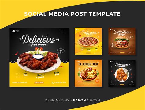 Food Social Media Post Templates I Food Social Media Banner Ads By