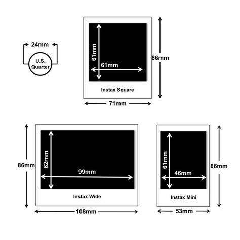 Basic Sizes Of Instax Square Instax Wide And Instax Mini Formats