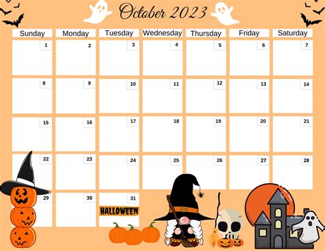 October 2023 Calendar Fall 2023 Halloween Witches Skulls Etsy Singapore