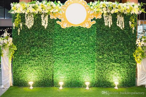 10x8ft Green Wall Backdrop Wedding White Yellow Flowers
