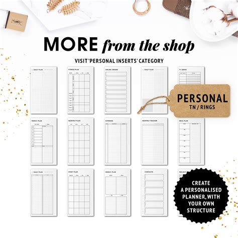 Personal Inserts Weekly Planner Week On Two Pages Printable Etsy