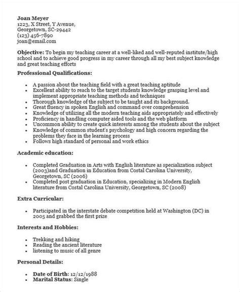 Professional summary aspiring fresher teacher with experience in education and highly refined skill set, including classroom management, lesson planning, and organization. FREE 40+ Fresher Resume Examples in PSD | MS Word