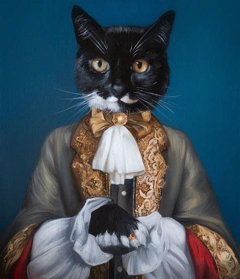 Royal Cat Portrait Original Oil Painting Renaissance Pet Queen Cat