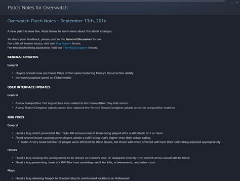 New Patch Notes Overwatch