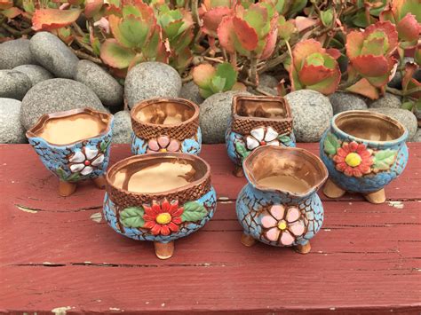 6x Handmade Succulent Cactus Ceramic Pots Planters Etsy