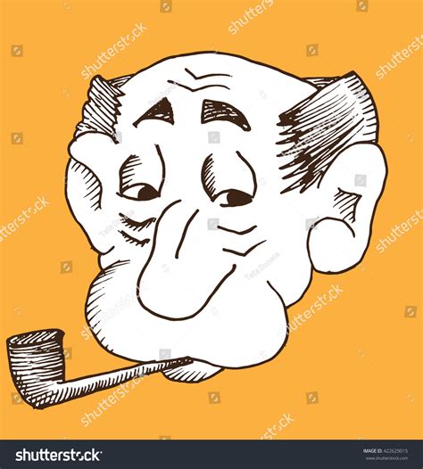 Old Man Smoking Tobacco Pipe Probably Stock Vector Royalty Free 422629015 Shutterstock