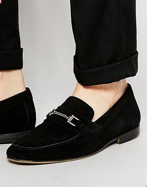 Asos Loafers In Black Suede With Snaffle Asos Loafers Mens Slip On