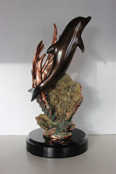 Shop with confidence on ebay! Huge 19" Beautiful Donjo Copper Bronze Dolphin Sculpture ...