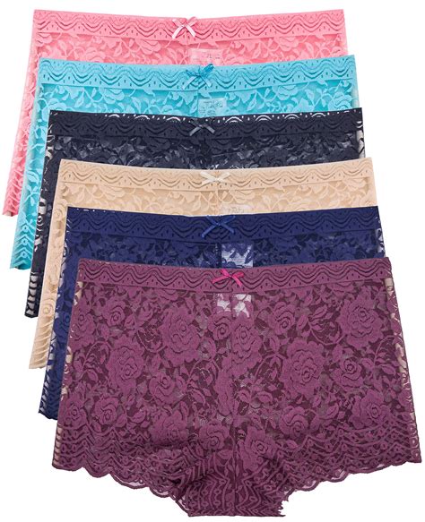 Barbra 6 Pack Of Regular And Plus Size Lace Boyshort Panties