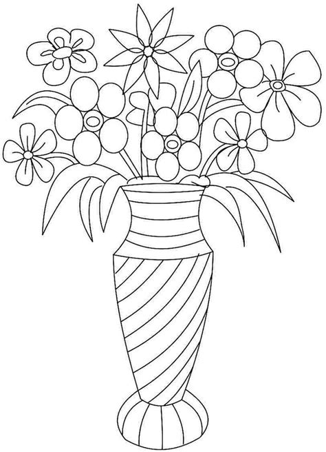 How to draw a vase with flowers and cute card step by step sweet gift. printable flower vase coloring pages | Coloring Pages For ...