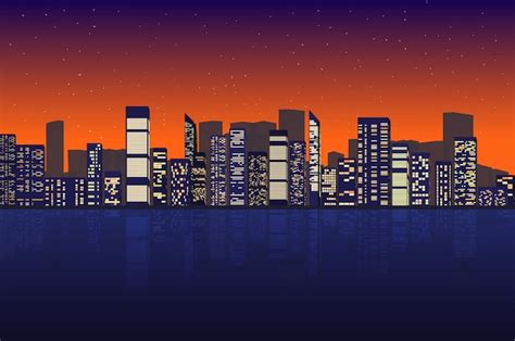 Premium Vector Cityscape At Night Illustration