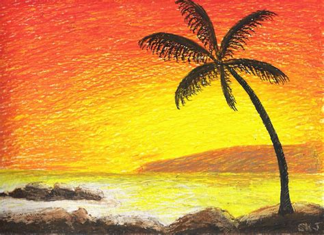 Oil Pastel Drawing Sunset Scenery Drawing Drawing For Beginners My