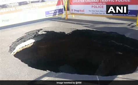 Road Caves In At Busy Chennai Intersection Traffic Affected