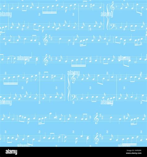 Vector Background Light Blue Seamless Pattern With Music Notes Stock