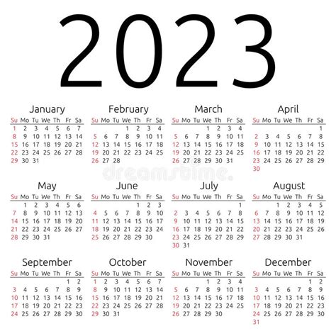 Calendario 2023 Domingo Del Vector Ilustración Del Vector