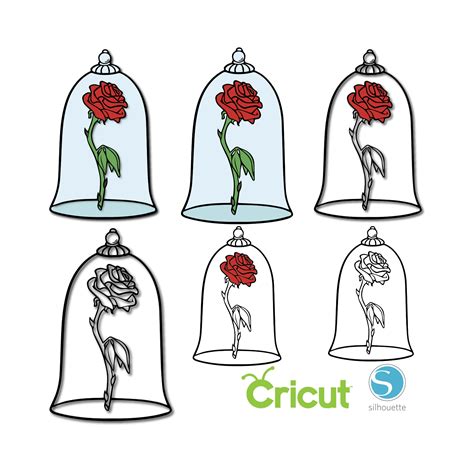 6 Enchanted Rose Svg Bundle For Cricut And Silhouette Cutting Etsy