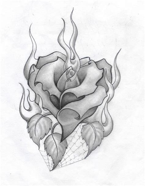 Burning Rose Heart By Https Deviantart Com Ratdaddytattoo On Deviantart Badass Drawings