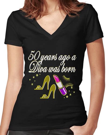 Gorgeous Gold Fabulous 50th Birthday Womens Fitted V Neck T Shirt