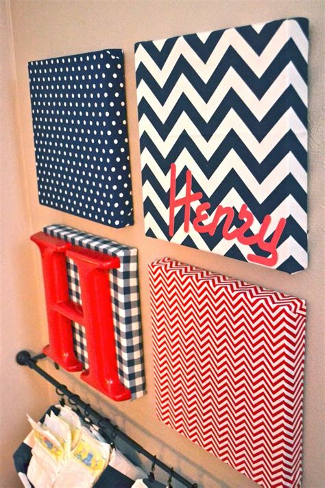 Fabric Covered Canvas Nursery Art And Hanging Diaper