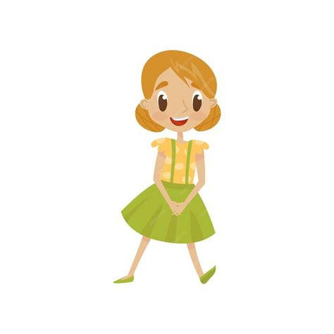 Premium Vector Beautiful Cartoon Girl Character In Charming Dress