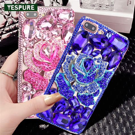 Yespure Rhinestone Pink Luxury Telephone Cases For Iphone 7plus Fashion