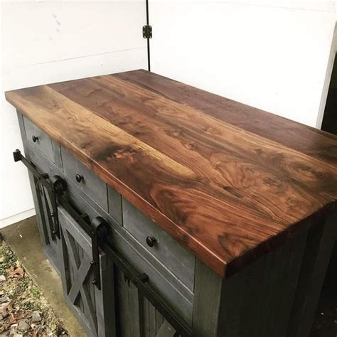 Kitchen Island With Sliding Barn Door Etsy Rustic Kitchen Cabinets