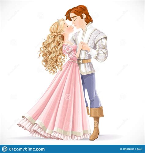 Romantic Scene Of A Fabulous Prince And Princess Kiss Isolated O Stock