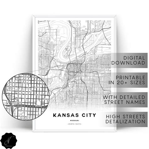 Kansas City Map Printable Wall Art Map Ts Printable Map Of Kansas