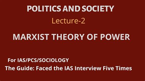 Sociology Marxist Theory Of Power For Upsciassociology Youtube