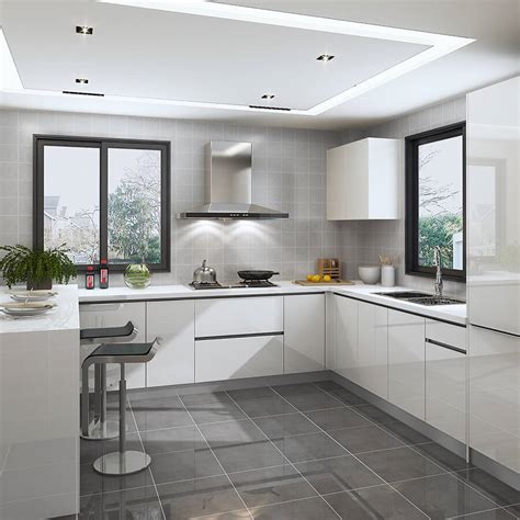 ∙ assembled construction ∙ available for quick ship ∙ versatile, modern finish. Modern House High Gloss Lacquer Cabinets Quartz Island ...