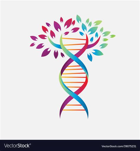Helix Dna Tree Logo Design Icon Simple Sign Vector Image