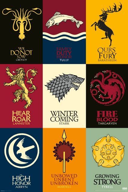 Game Of Thrones House Sigils Cool Wall Decor Art Print Poster 12x18