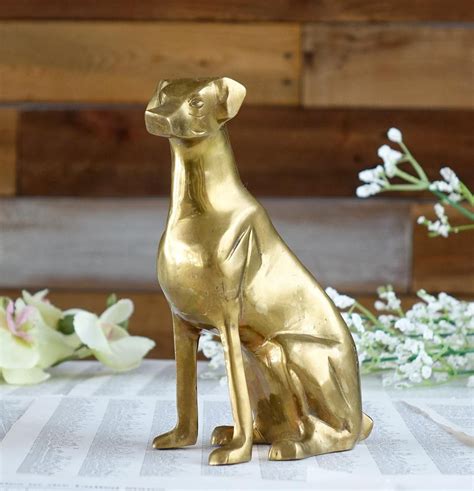 Vintage Dog Figurine Brass Dog Figurine Large Figurine Gold Etsy