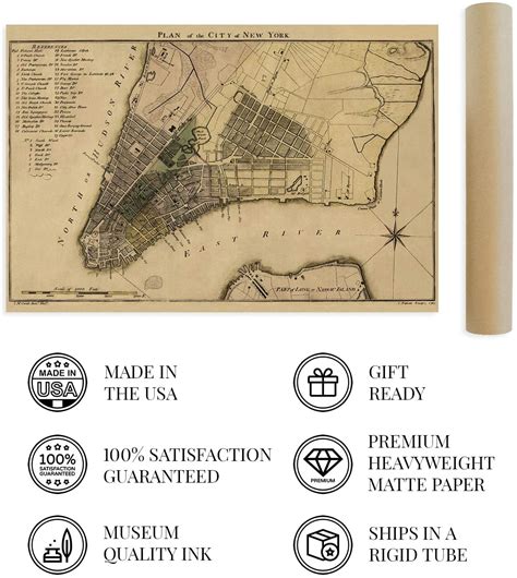 1789 Plan Of New York City Map Print Vintage Plan Of New York Wall