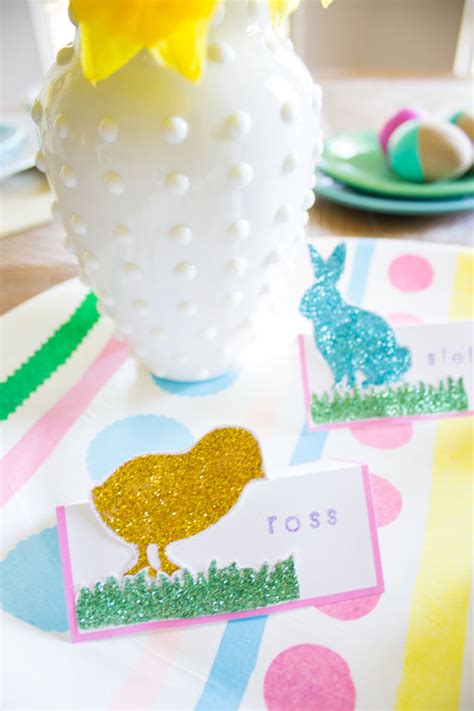 Diy Glittered Easter Place Cards Design Improvised
